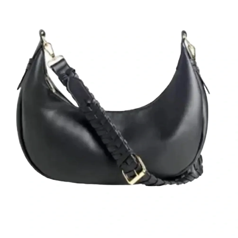 Jules Kae Zola Moon Hobo Shoulder Bag. NWT. Black Vegan Leather. Large #376